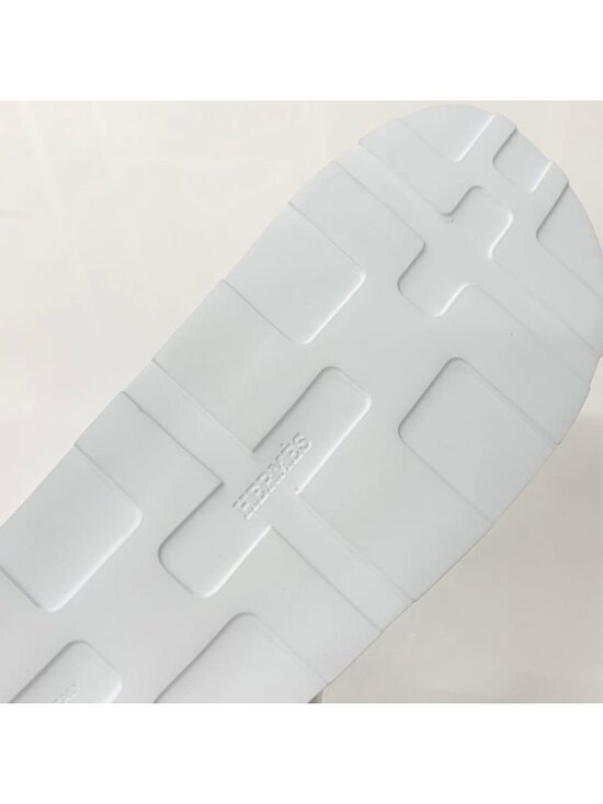Hermes Enid Leather Velcro Strap Sandals White